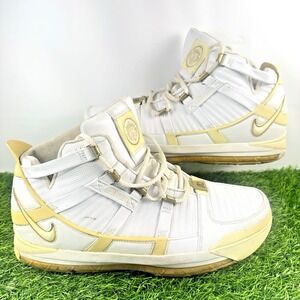 NIKE ZOOM LEBRON 3 WEST COAST SZ 13 OG 2005 GOLD WHITE 312147-114 MENS SHOES VTG